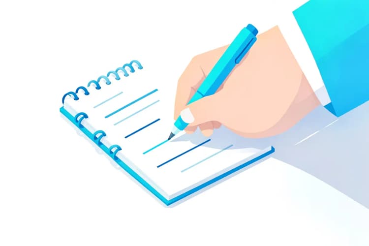 Uma pessoa verificando uma lista de tarefas em um caderno com uma caneta.